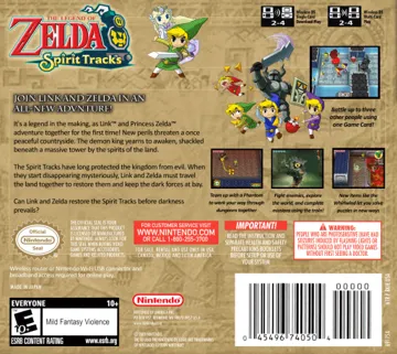 Legend of Zelda, The - Spirit Tracks (USA) (En,Fr,Es) (Demo) (Kiosk) box cover back